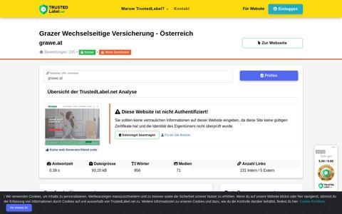 Infos und Auswertungen über grawe.at :: trustedlabel.net