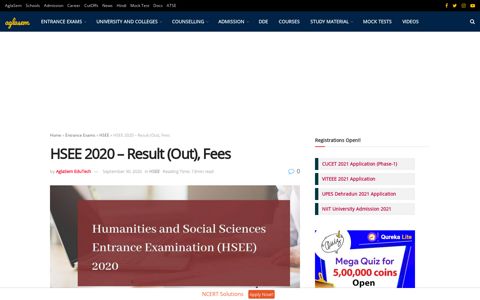 HSEE 2020 - Result (Out), Fees - AglaSem Admission