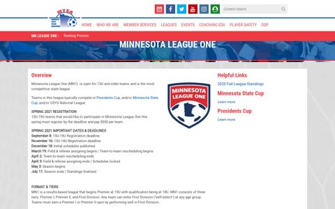 Minnesota League One - Minnesota Youth Soccer Association