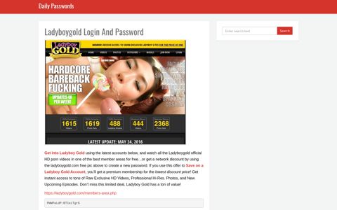 Ladyboygold Login And Password - Daily Passwords