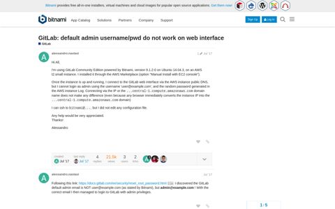 GitLab: default admin username/pwd do not work on web ...