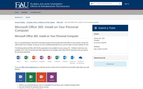 Service - Microsoft Office 365: Insta... - FAU Helpdesk - Florida ...