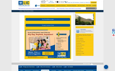 Life Insurance Corporation of India - Pay ... - LIC of India