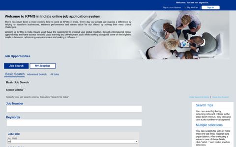 Welcome to KPMG in India's online job application system