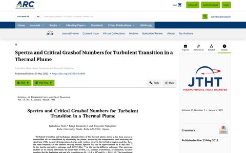Spectra and Critical Grashof Numbers for Turbulent Transition ...