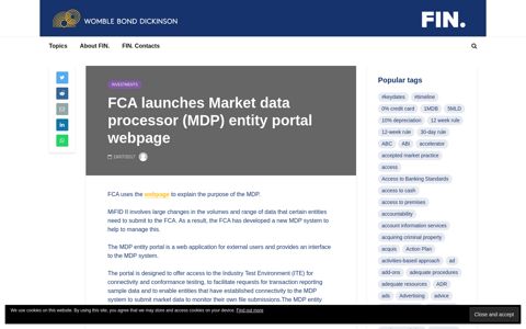 FCA launches Market data processor (MDP) entity portal ... - FIN.