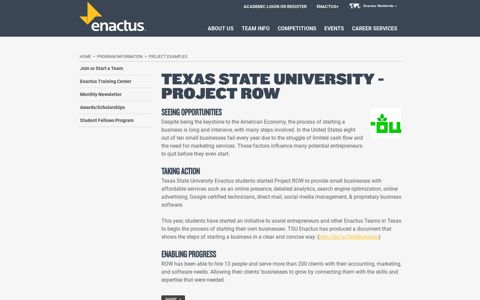 Texas State University - Project ROW - Enactus United States