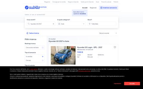 Hyundai i10 2017 - Vendita in Auto - Subito.it