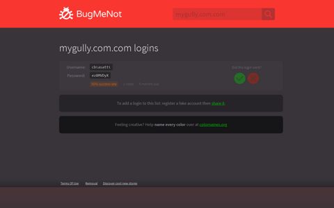 mygully.com.com logins - BugMeNot