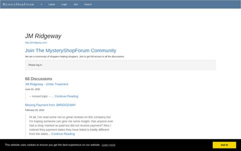 JM Ridgeway: Discussions @ MysteryShopForum.com
