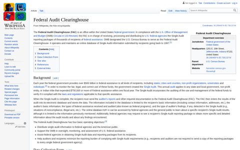 Federal Audit Clearinghouse - Wikipedia