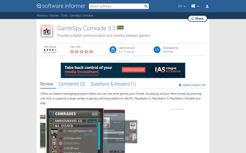GameSpy Comrade Download - Revolutionary desktop software