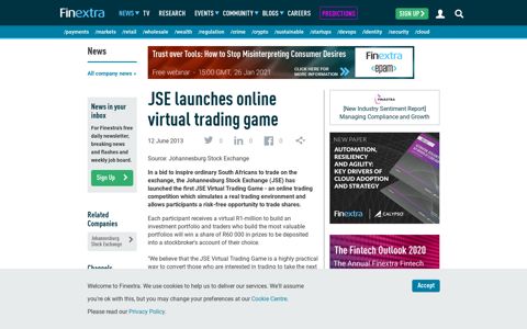 JSE launches online virtual trading game - Finextra