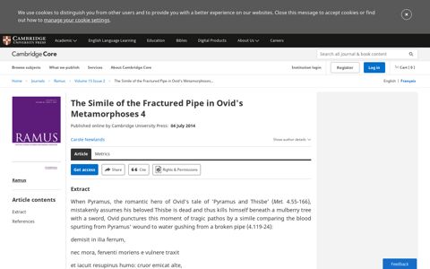 The Simile of the Fractured Pipe in Ovid's Metamorphoses 4 ...