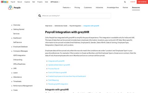 Payroll Integration | greytHR |Zoho People