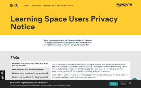 Learning Space Users Privacy Notice | Falmouth University