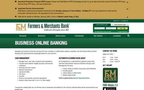 Business Online Banking | F&M Bank
