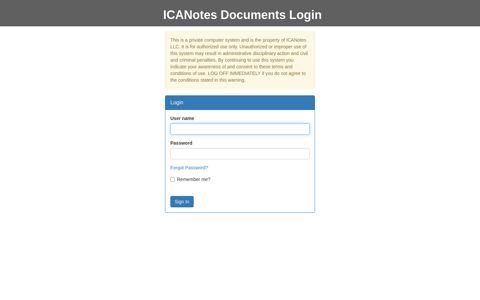 ICANotes Documents Login