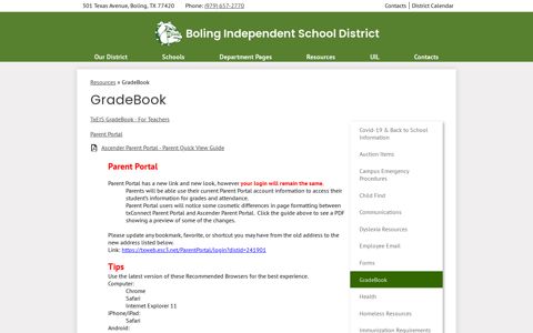 GradeBook – Resources – Boling Independent School District