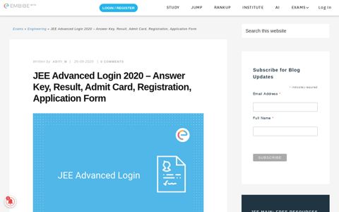 JEE Advanced Login 2020 - Answer Key, Result, Admit Card ...