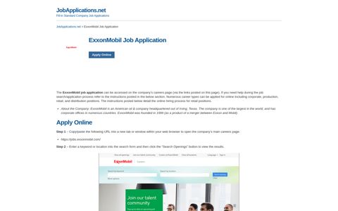 ExxonMobil Job Application - Apply Online