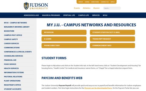 MY JU - Campus Networks and Resources - Judson University