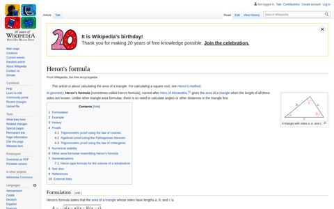 Heron's formula - Wikipedia