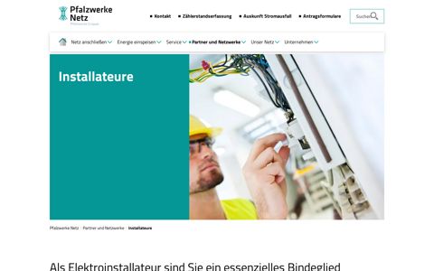 Ihr starker Partner für Elektroinstallateure | Pfalzwerke Netz AG