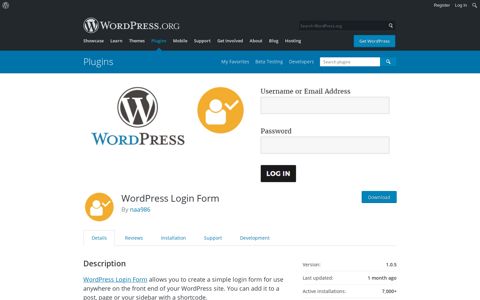 WordPress Login Form – WordPress plugin | WordPress.org