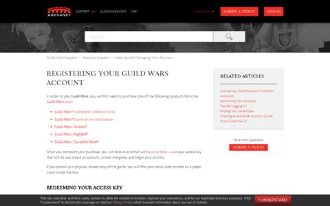 Registering Your Guild Wars Account – Guild Wars Support
