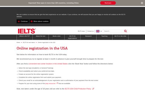 Online registration in the USA - ielts