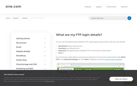 What are my FTP login details? – Support | one.com
