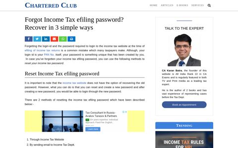 Forgot Income Tax efiling password? Recover in 3 simple ways