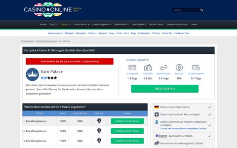 Europalace Casino | Test 2020 | Erfahrungen im Detail + 600 €