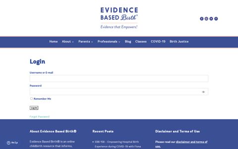 Login - Evidence Based Birth®