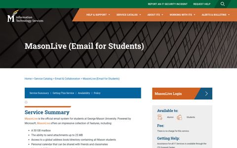 MasonLive (Email for Students) - Information Technology ...