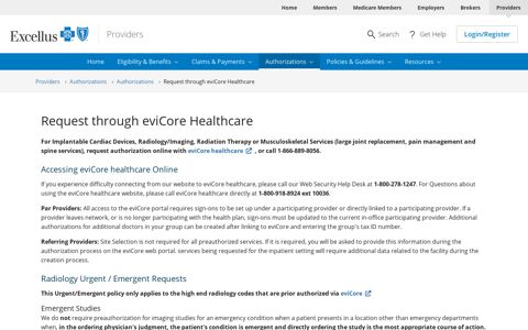 Request through eviCore Healthcare | Providers | Excellus ...