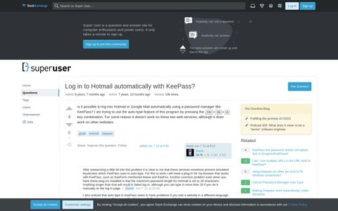 Log in to Hotmail automatically with KeePass? - Super User