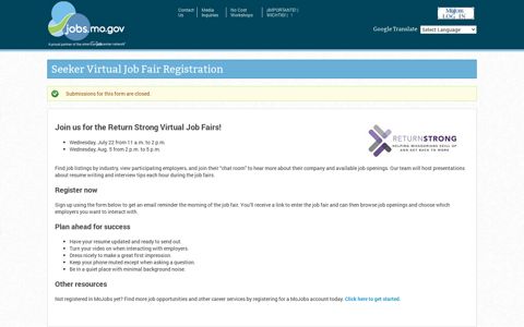 Seeker Virtual Job Fair Registration | JobsMoGov