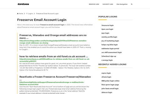 Freeserve Email Account Login ❤️ One Click Access - iLoveLogin