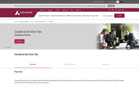Goods and Services Tax - GST Payment Online | Axis Bank