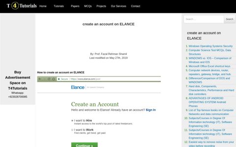 create an account on ELANCE | T4Tutorials.com