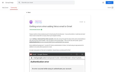 Getting errors when adding Yahoo email to Gmail - Gmail ...