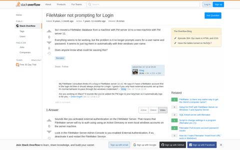 FileMaker not prompting for Login - Stack Overflow