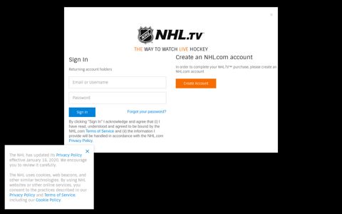 Center Ice Login | NHL.com