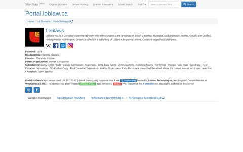 Portal.loblaw.ca - Site-Stats .ORG