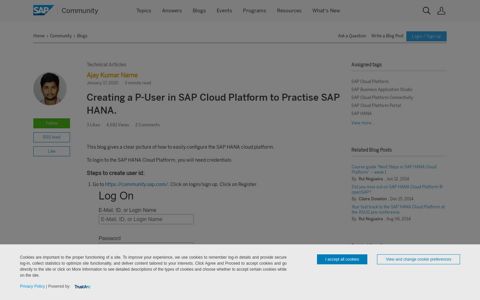 Creating a P-User in SAP Cloud Platform to Practise SAP HANA.