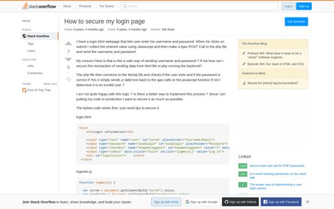 How to secure my login page - Stack Overflow
