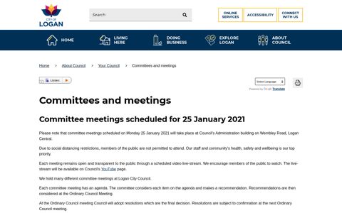 Committees and meetings – Logan City Council