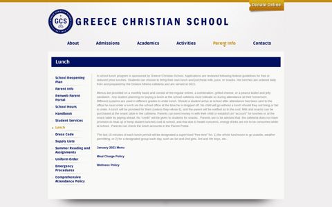 Lunch - Greece Christian School
